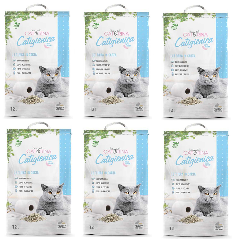 6x12Lt CAT&RINA Catigienica - Lettiera per Gatti Compostabile 6x12Lt CAT&RINA Catigienica - Lettiera per Gatti Compostabile